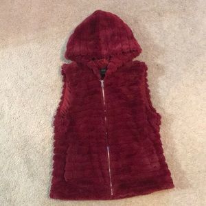 Red/Maroon Fur Vest
